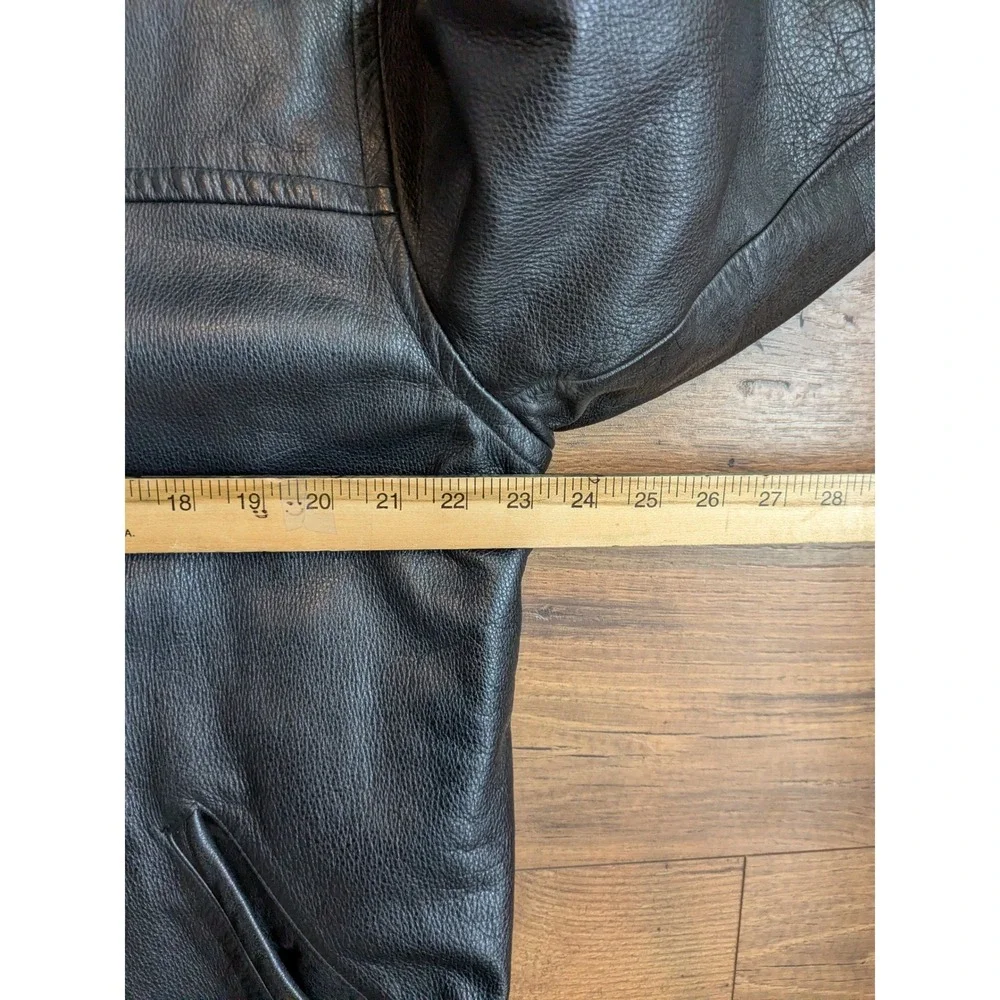 J Crew Oarsman Mens Black Leather‎ Button Front Lined Jacket Size Large READ